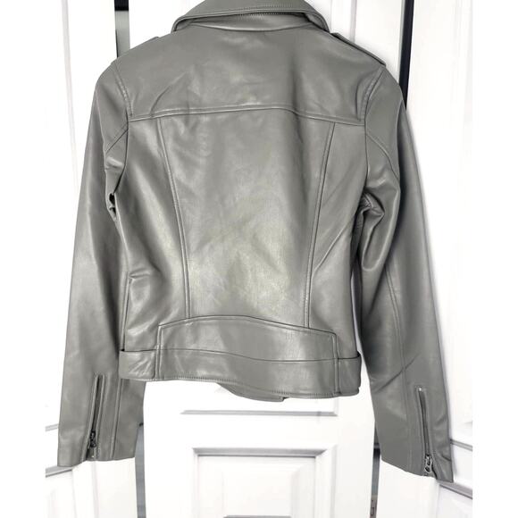 Lucky Brand Vegan Faux Leather Gray Silver Moto Jacket - NWT, Small - Picture 4 of 13